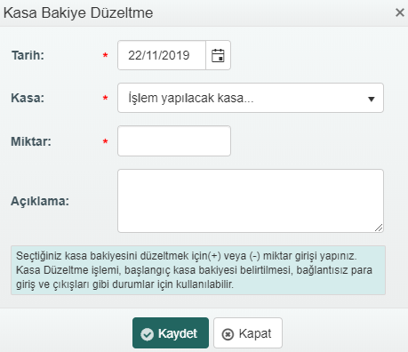 Hukuk Dosya Kasa Bakiye Düzeltme